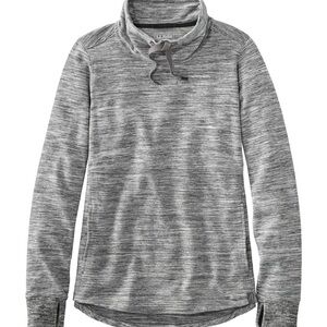 LL Bean Cozy Mixed Knit Marled Gray Pullover Cowl Neck Sweater XLP Petite